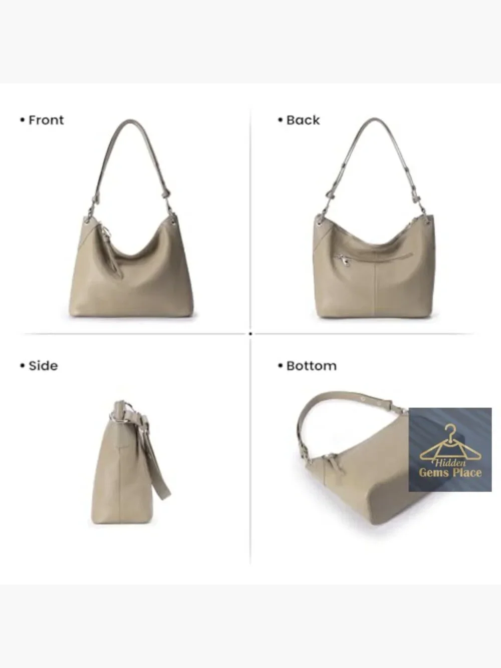 Genuine Leather Hobo Bag Crossbody Purse Adjustable Strap